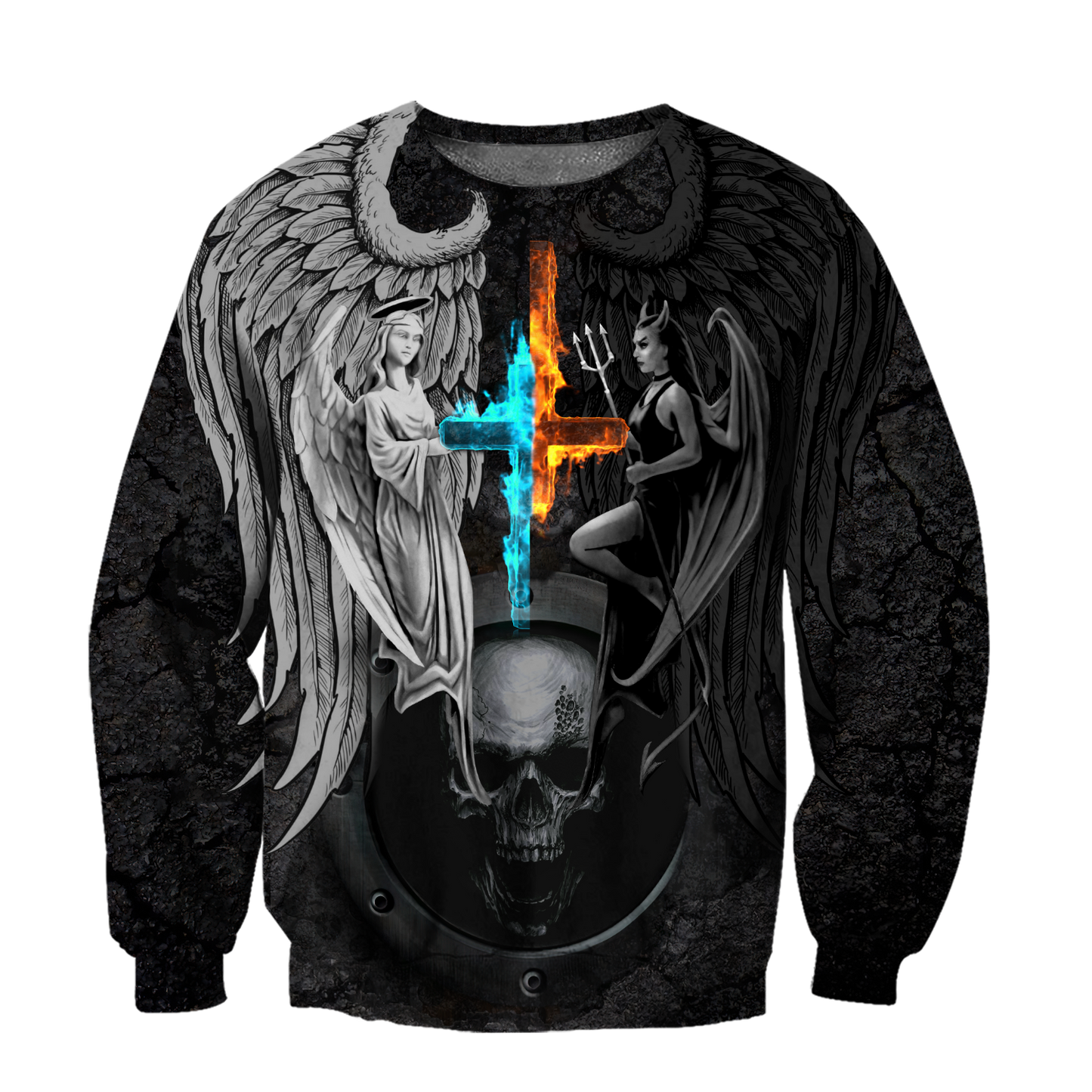 Skull, Angel And Demon 3D Over Printed Shirt For Men And Women MH28012125