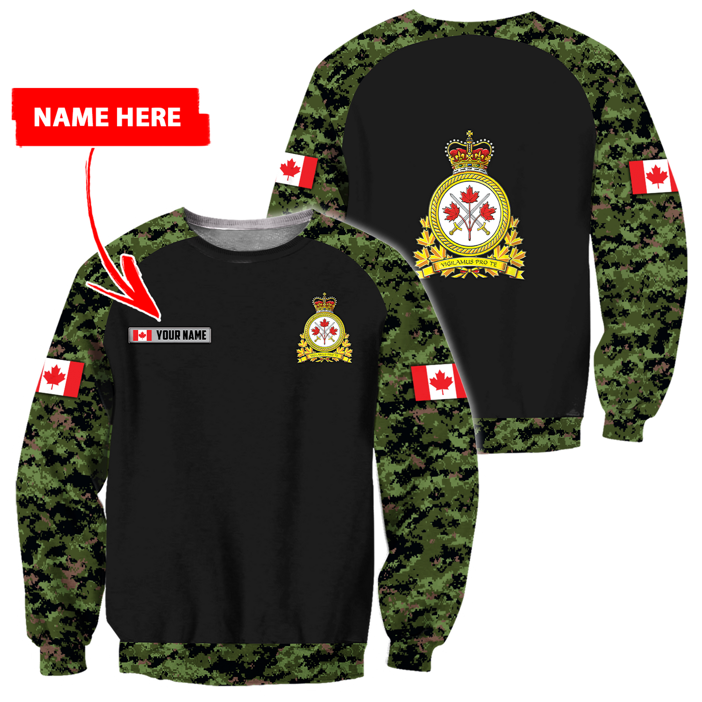 Personalized Name XT Canadian Army Pullover 3D All Over Printed Shirts PD15032103