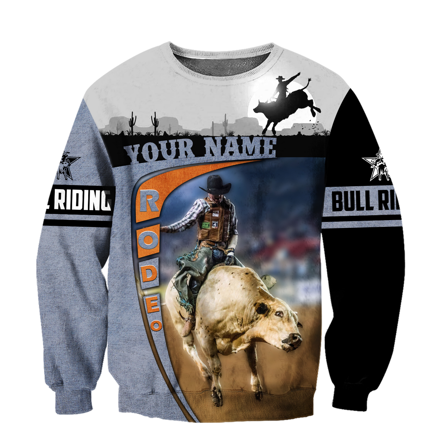 Personalized Name Bull Riding 3D All Over Printed Unisex Shirts Desert