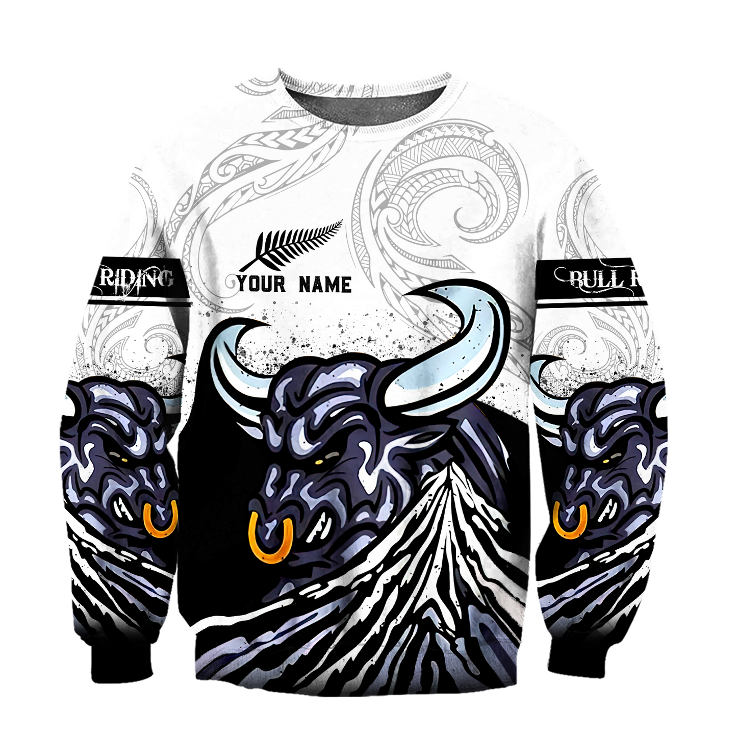 Personalized Name Bull Riding 3D All Over Printed Unisex Shirts Maori Pattern