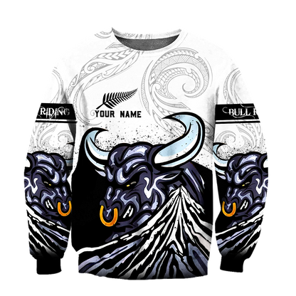 Personalized Name Bull Riding 3D All Over Printed Unisex Shirts Maori Pattern