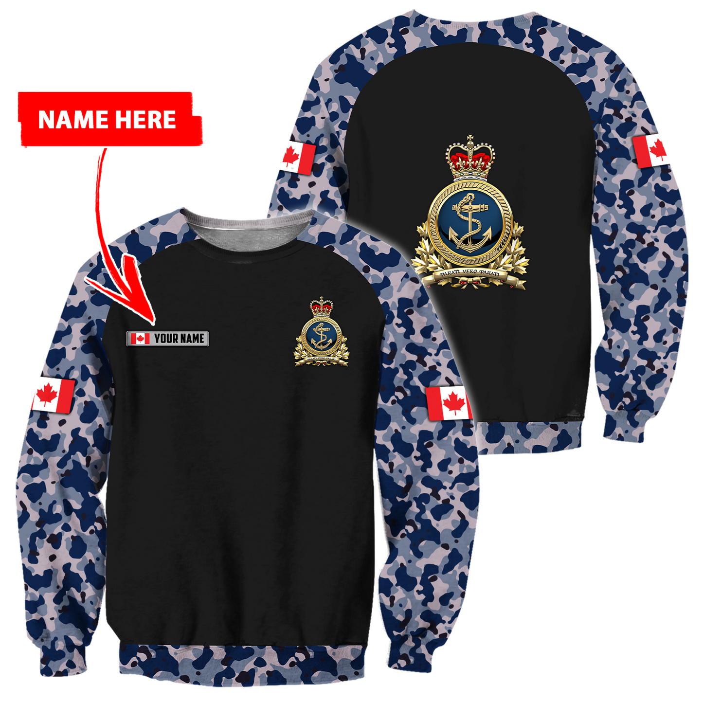 Personalized Name XT Canadian Navy 3D All Over Printed Shirts PD29032101