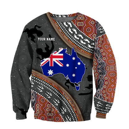 Custom name Australian Flag Aboriginal dots Zip pattern 3D printed summer shirts