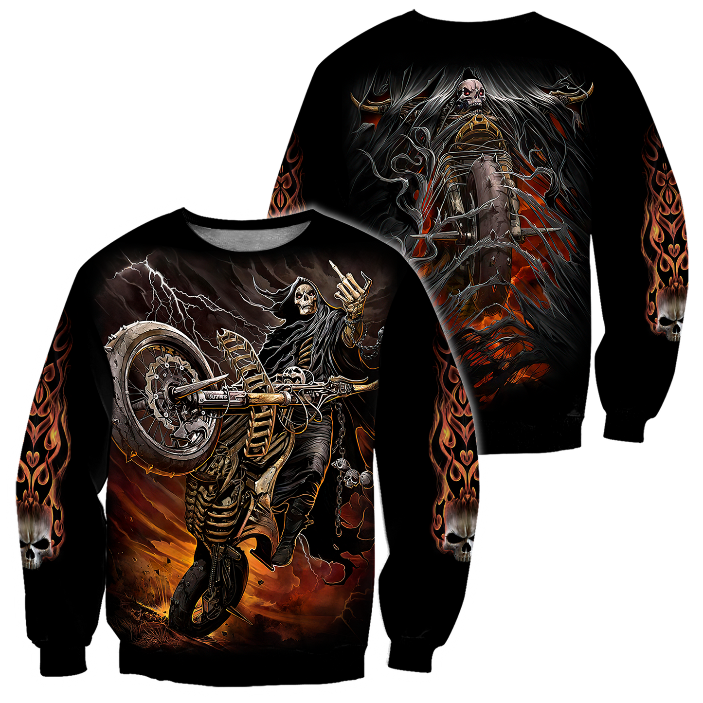 Fire Biker Skull Hoodie For Men And Women TNA13032108