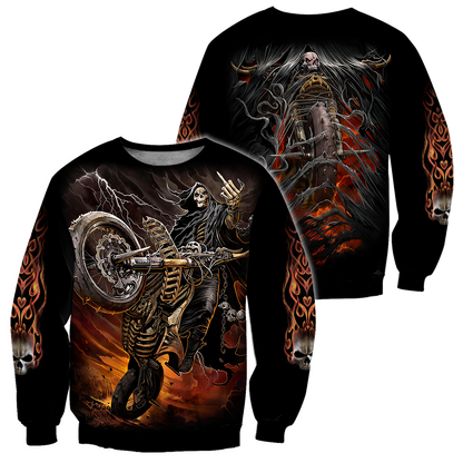 Fire Biker Skull Hoodie For Men And Women TNA13032108