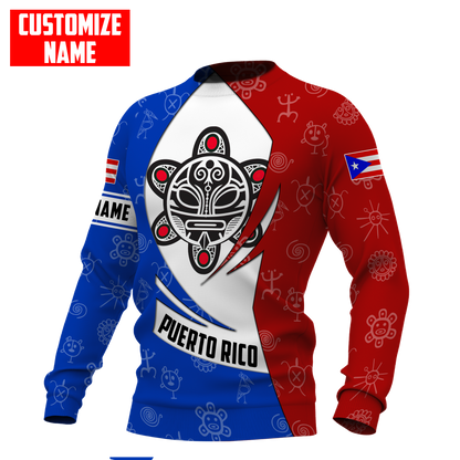 Customize Name Taino Tattoo Puerto Rico 3D All Over Printed Unisex Shirts