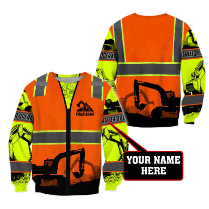 Premium Personalized 3D Printed Excavator Operator Shirts MEI
