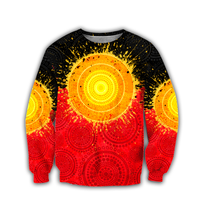 Aboriginal Flag Indigenous Sun Painting Art 3D design shirts