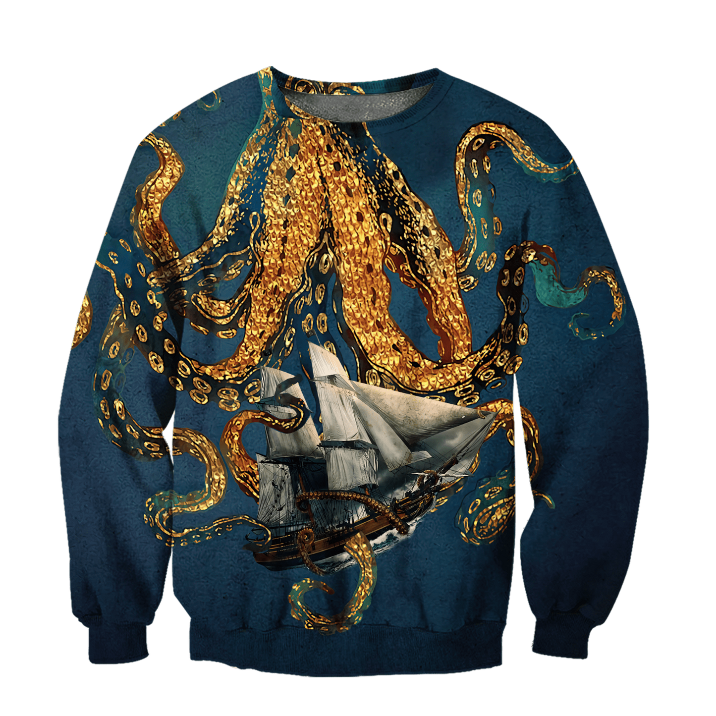 Premium Unisex Hoodie Black And White Kraken Octopus King of The Seven Seas ML