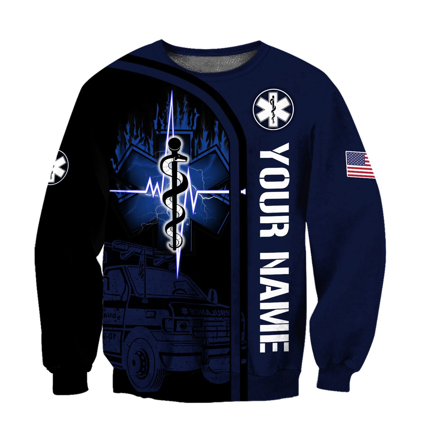 Premium Customized Name n Flag 3D All Over Printed Unisex Shirts For EMS Worker