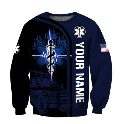 Premium Customized Name n Flag 3D All Over Printed Unisex Shirts For EMS Worker