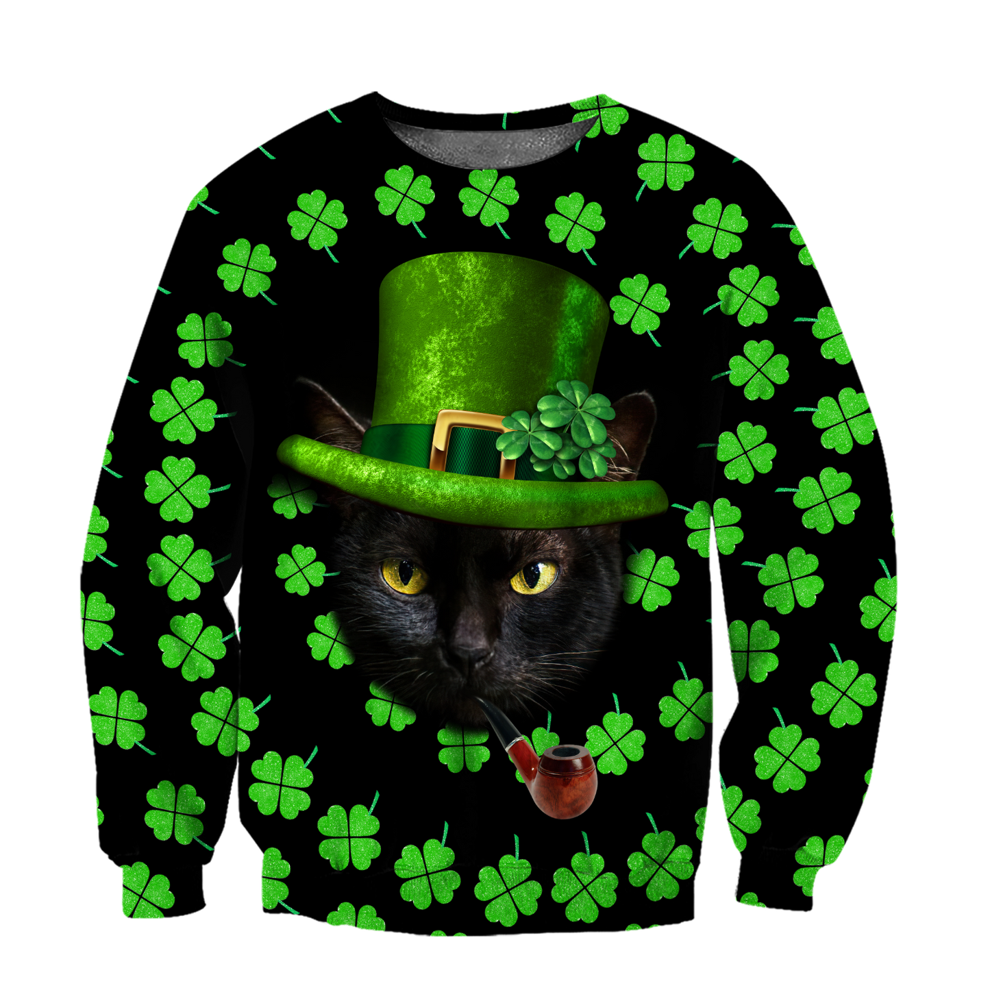 3D All Over Printed  Irish- American black cat  St Patrick Day Unisex Shirts