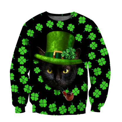3D All Over Printed  Irish- American black cat  St Patrick Day Unisex Shirts