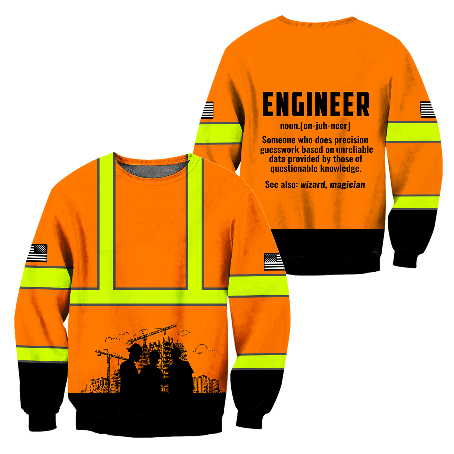 Construction Worker Orange Safety 3D printed shirts