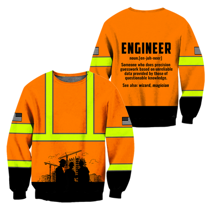 Construction Worker Orange Safety 3D printed shirts