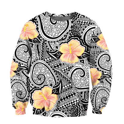 Amazing Polynesian Tattoo And Hibiscus Unisex Deluxe Hoodie ML