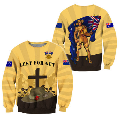 Lest We Forget Anzac Day 3D Printed Unisex Shirts