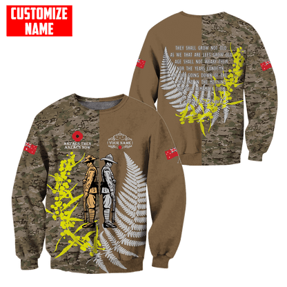 Custom name Anzac day The ode remembrance Soldier 3D printed winter shirts