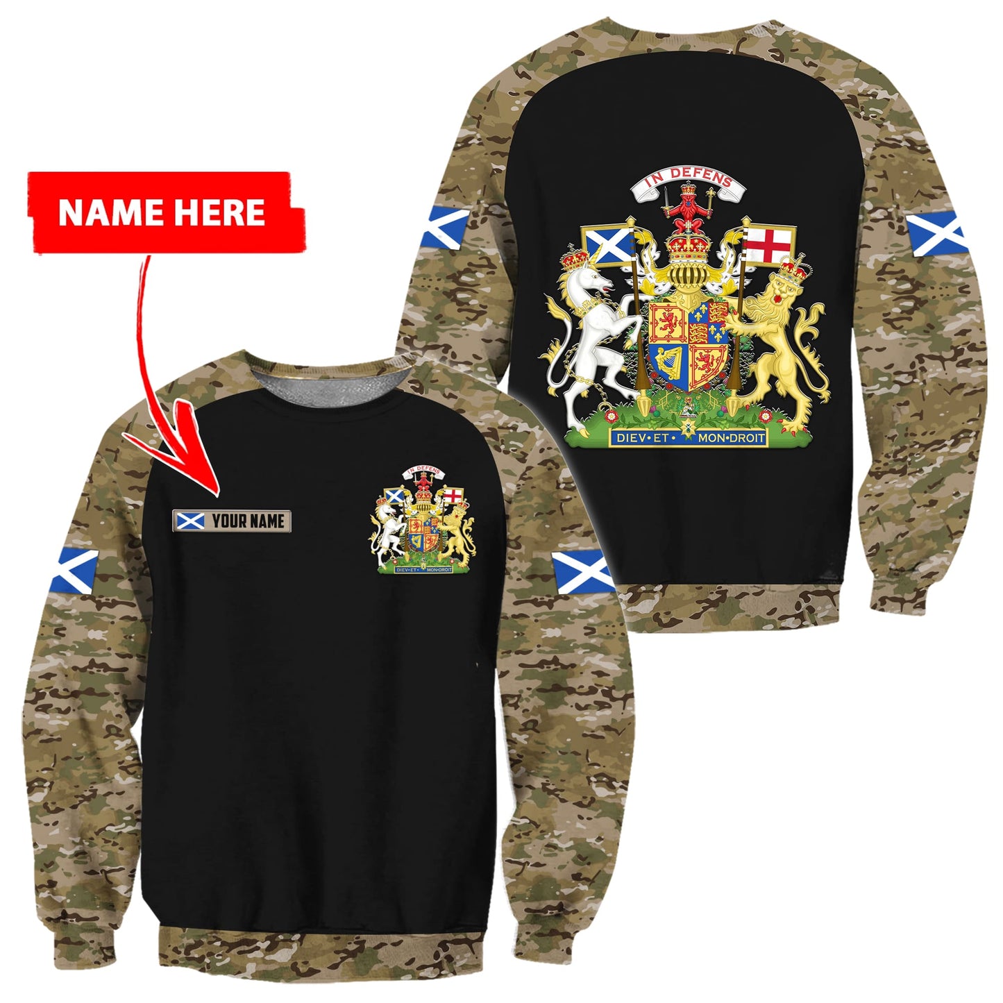 Custom Name XT Scottish Coat of Arms 3D Printed Shirts Pi13042104