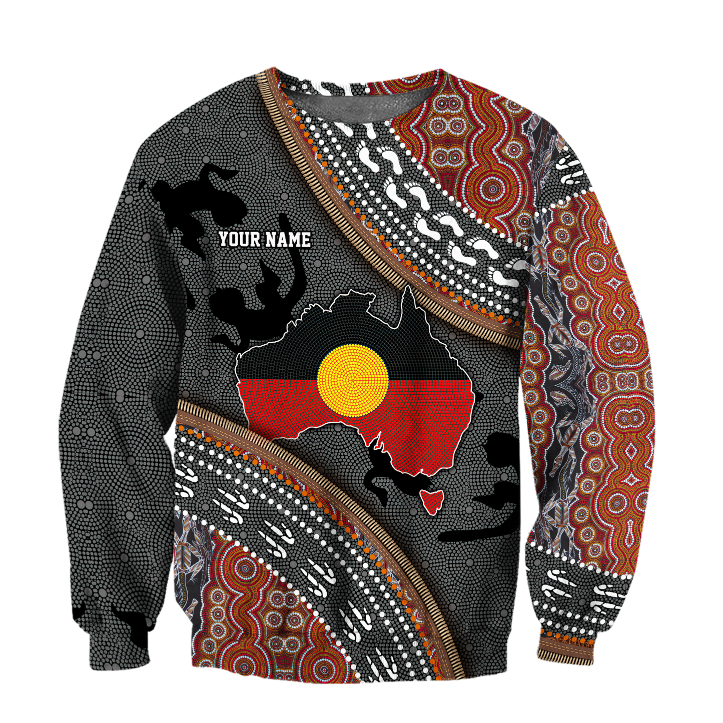 Custom name Aboriginal dots Zip pattern 3D design printed winter shirts