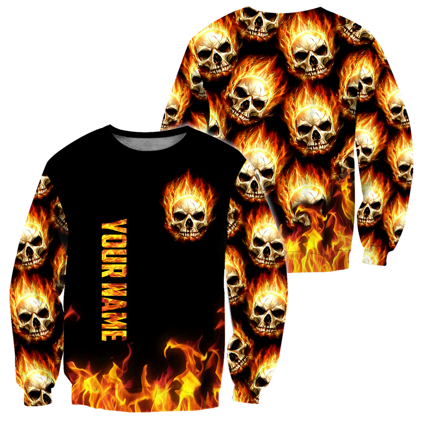 Customize Name Fire Skull Hoodie For Men And Women TNA29052102