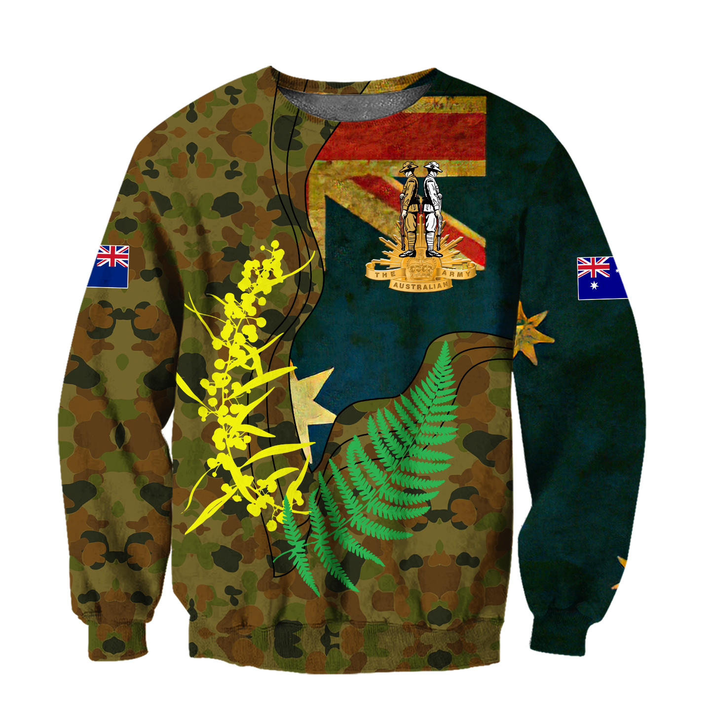 Australian Army Fern and Golden Wattle 3D Printed Unisex Hoodie TN
