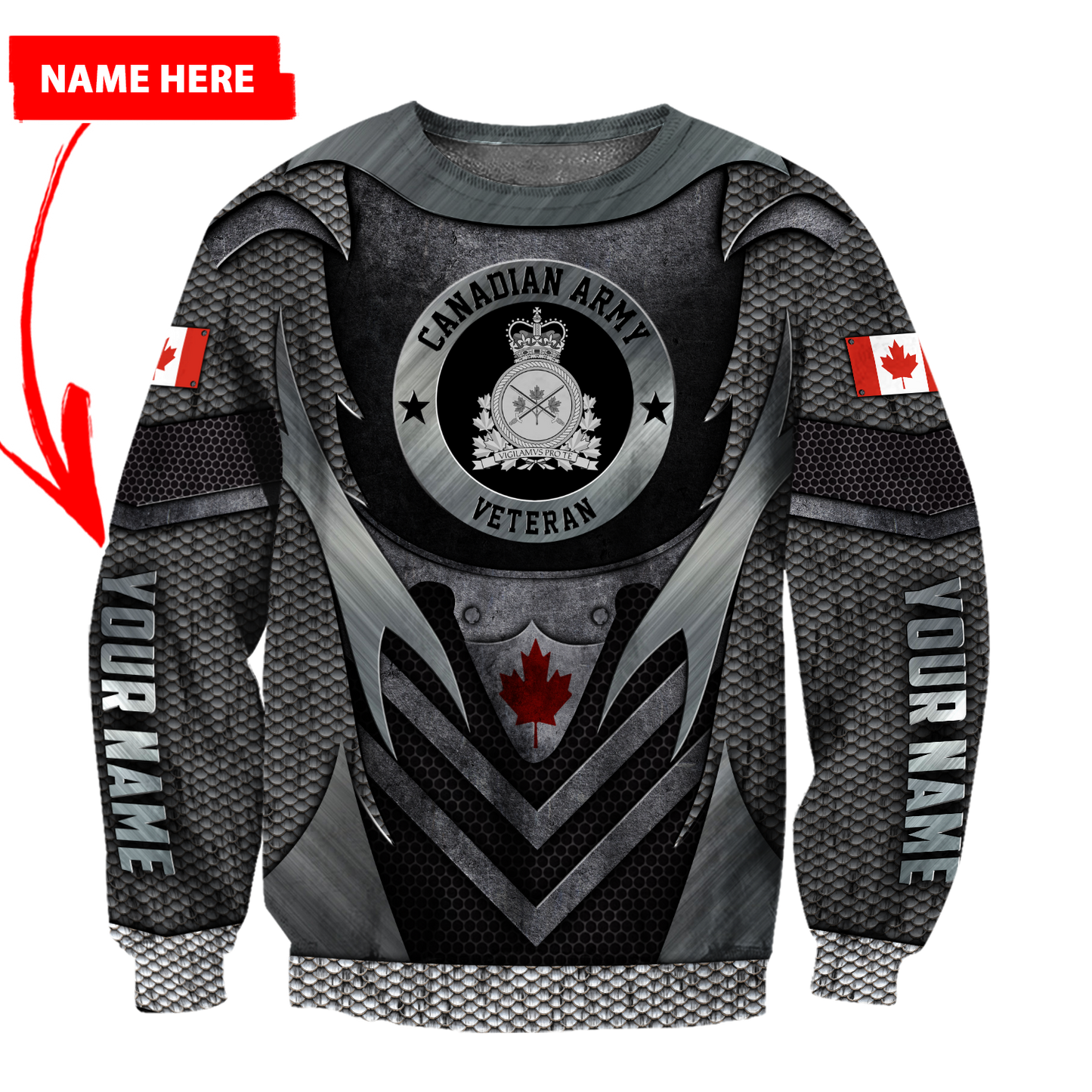 Personalized Name XT Canadian Army Veteran 3D Printed Clothes PD30032101