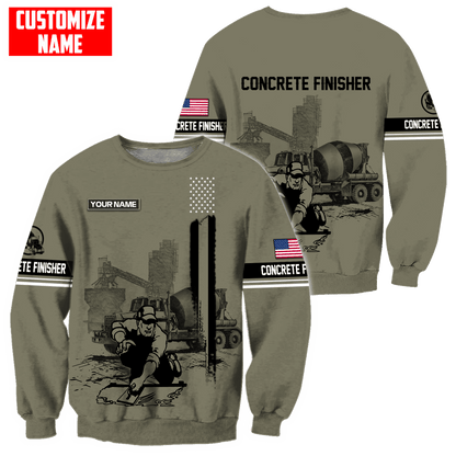 Customized Name US Concrete Finisher With Poured Concrete 3D All Over Printed Shirts