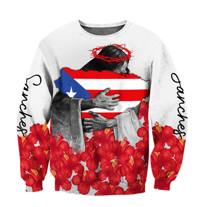 Customize Name God Love Puerto Rico Hoodie For Men And Women TNA08032107