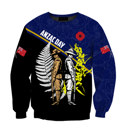 Honor and respect day blue ver. Australia and Kiwi Veteran 3D print shirts