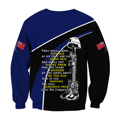 The ode fern-wattle Australia and Kiwi Veteran blue 3D print shirts