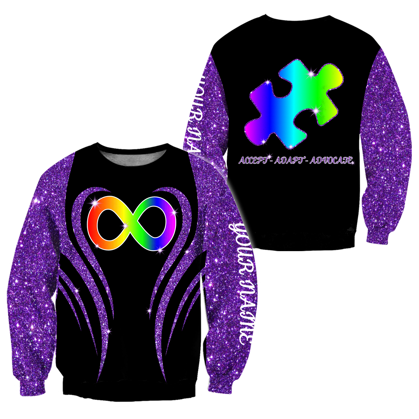 3D All Over Printed Autism Unisex Shirts Custom Name  XT