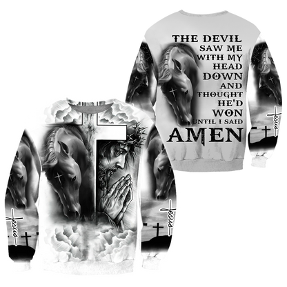 Horse And Jesus 3D All Over Printed Shirts For Men And Women TN