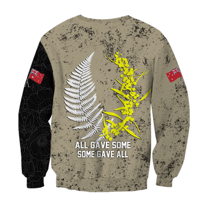 Anzac day in my heart Australia and Kiwi Veteran 3D print shirt