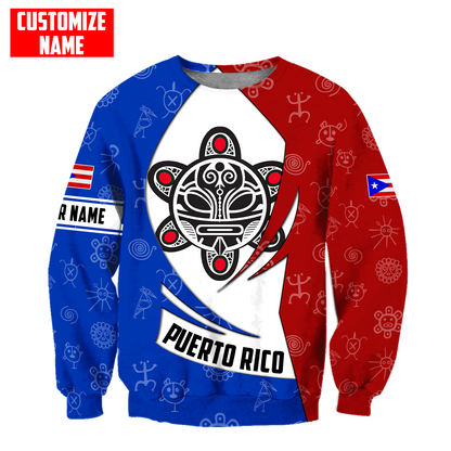 Customize Name Taino Tattoo Puerto Rico 3D All Over Printed Unisex Shirts