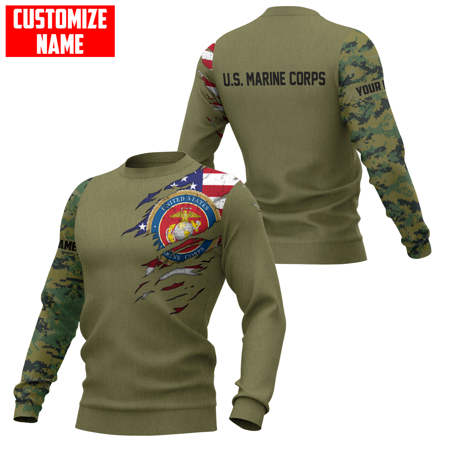 Custom name Soldier US Marine Corps 3d all over printed shirt hoodie MH06072107