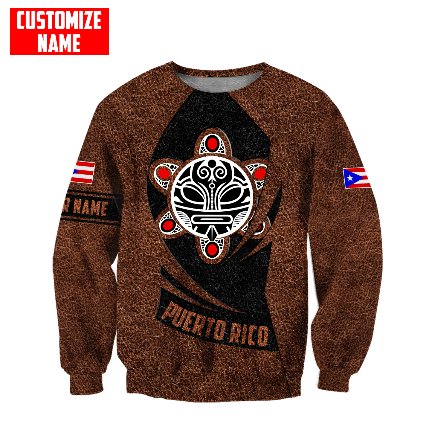 Customize Name Taino Tattoo Puerto Rico 3D All Over Printed Unisex Shirts
