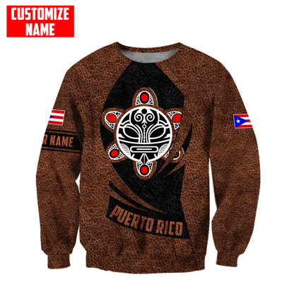Customize Name Taino Tattoo Puerto Rico 3D All Over Printed Unisex Shirts