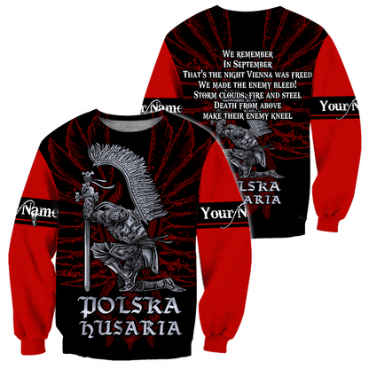 Premium Hussars Red Polska Husaria Custom name 3D Printed Shirts