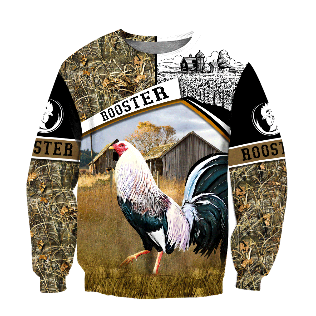 Rooster 3D All Over Printed Unisex Deluxe Hoodie ML