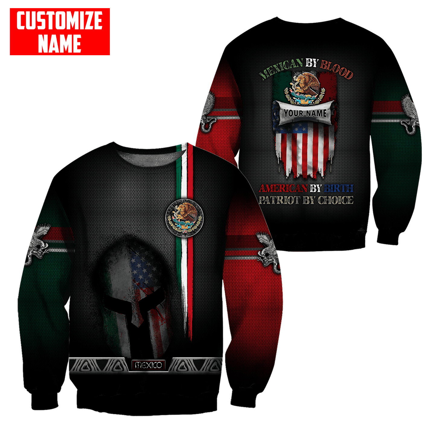 Customized Name Mexico 3D All Over Printed Unisex Shirts