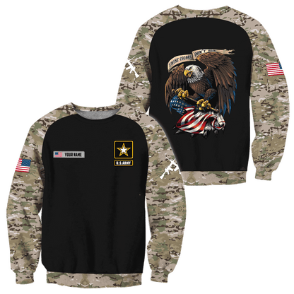 Custom name Camo Army Veteran 3D printed shirts Proud Military
