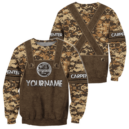 Premium Custome Name Carpenter 3D All Over Printed Unisex Shirts