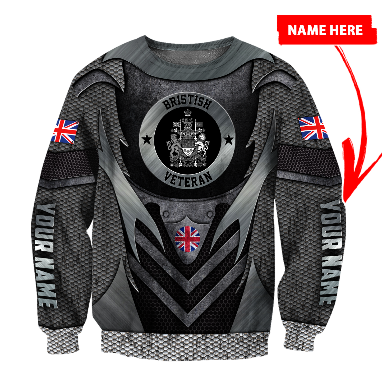 Personalized Name XT Bristish Veteran 3D Printed Shirts PD01042103