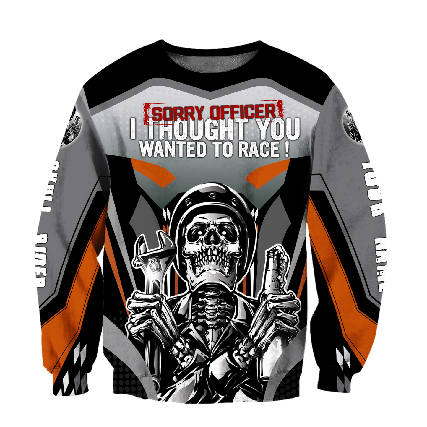 Customize Name Motorcycle Racing 3D All Over Printed Unisex Shirts Skull Rider