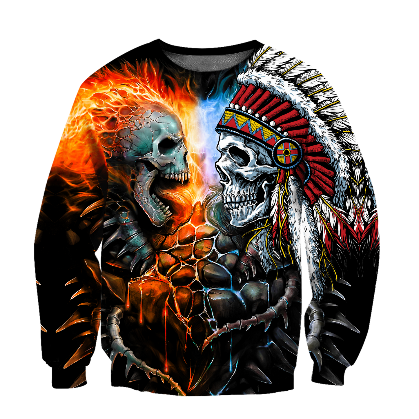 Lightning Skull And Native Hoodie For Men And Women
