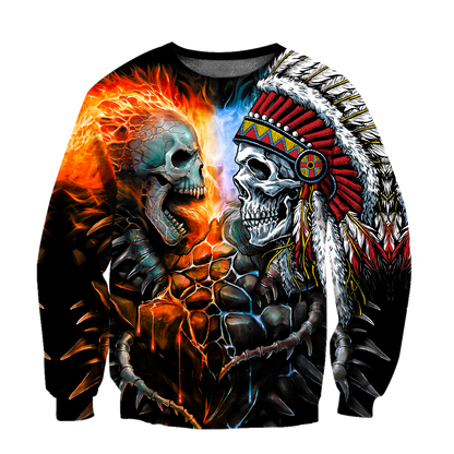 Lightning Skull And Native Hoodie For Men And Women