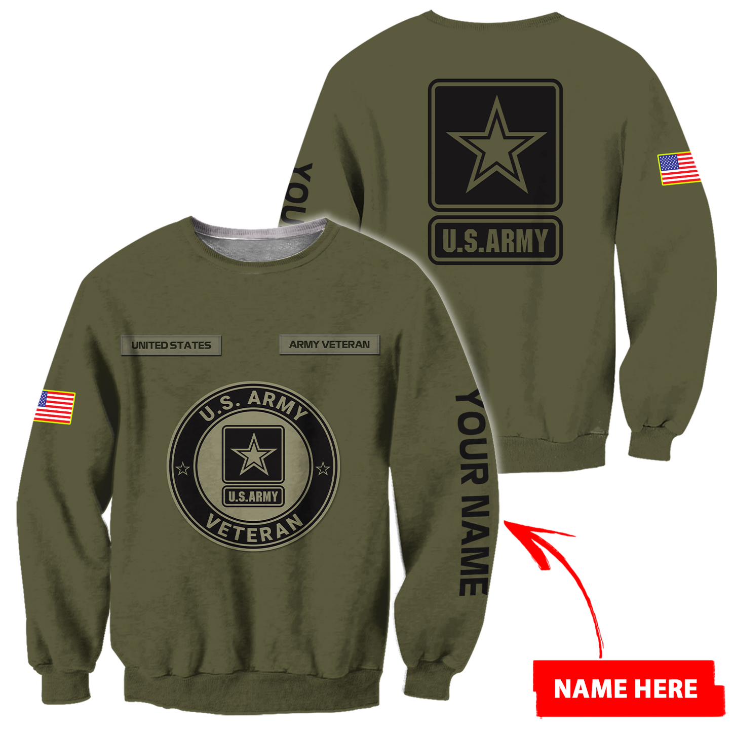 Personalized Name US Army 3D All Over Printed Shirts PD19042103