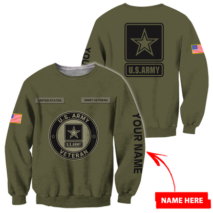 Personalized Name US Army 3D All Over Printed Shirts PD19042103