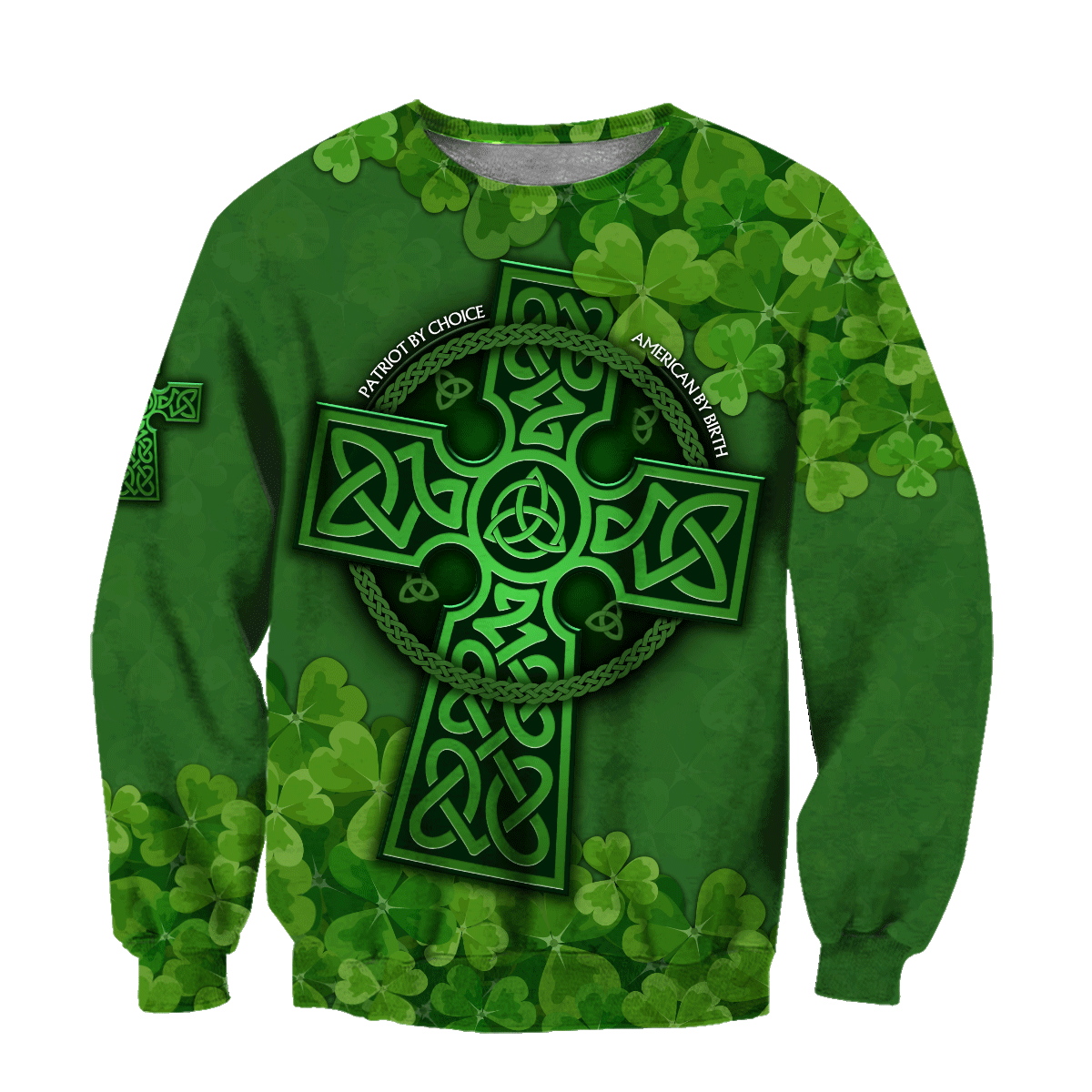 Premium Unisex Hoodie Irish St.Patrick  Celtic Cross And Shamrock  ML